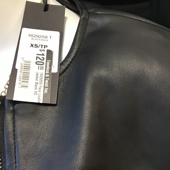 Black Tape Faux Leather Jacket, Tags on - Picture 8 of 8